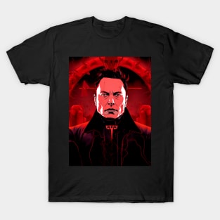 Elon Musk: Evil on a Dark Background T-Shirt